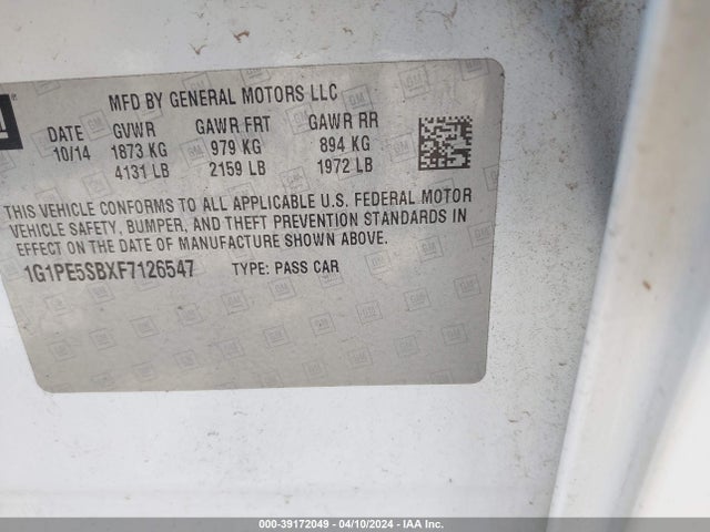 Chevrolet Cruze 2lt Auto 2015 1G1PE5SBXF7126547 Image 9