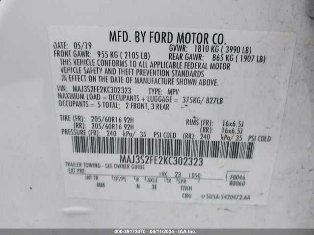 Ford ECOSPORT S 2019 MAJ3S2FE2KC302323 Image 9