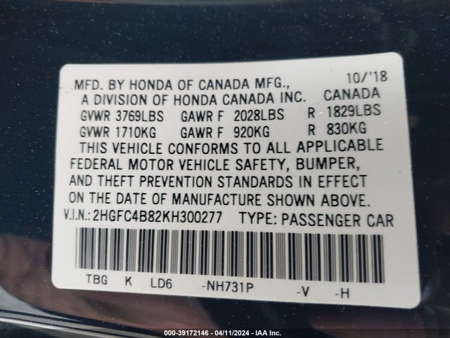 Honda Civic Sport 2019 2HGFC4B82KH300277 Image 9