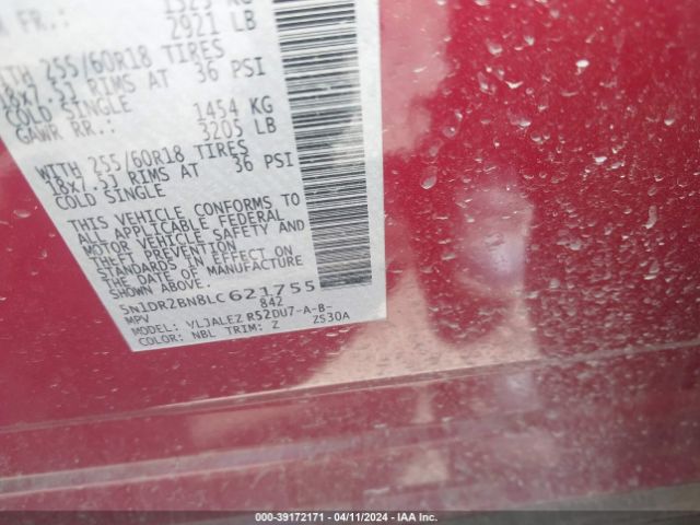 5N1DR2BN8LC621755 Nissan Pathfinder Sv 2wd