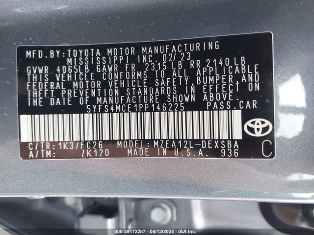 Toyota COROLLA SE 2023 5YFS4MCE1PP146225 Image 9