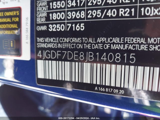 4JGDF7DE8JB140815 Mercedes-Benz Gls 550 4matic