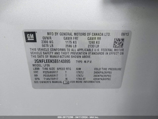 Chevrolet EQUINOX LS 2014 2GNFLEEK5E6143895 Image 9