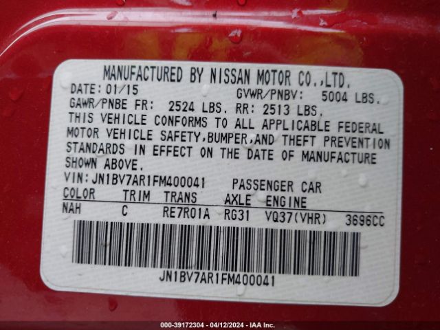 JN1BV7AR1FM400041 Infiniti Q50 Premium