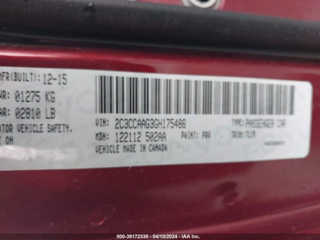 Chrysler 300 Limited 2016 2C3CCAAG3GH175486 Image 9