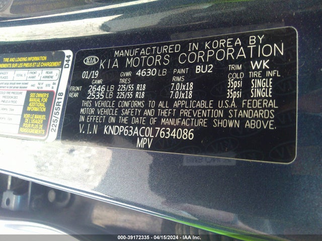 KIA SPORTAGE S 2020 KNDP63AC0L7634086 Image 9