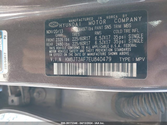 Hyundai TUCSON GLS 2014 KM8JT3AF7EU840479 Image 9
