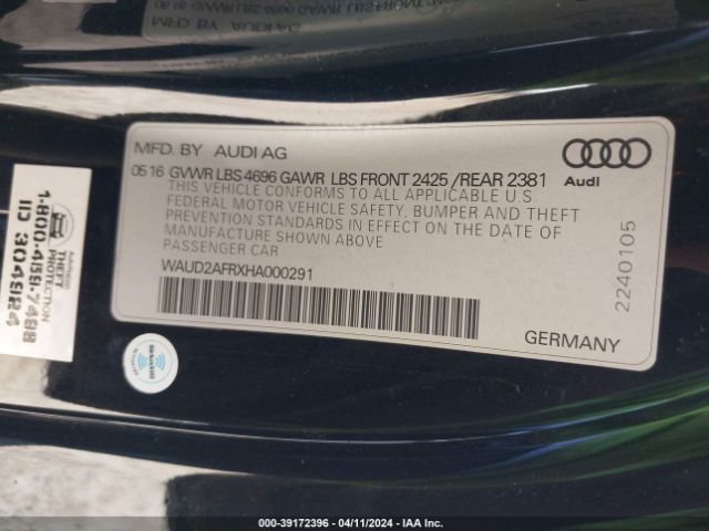 2017 AUDI A5 WAUD2AFRXHA000291 Photo 8
