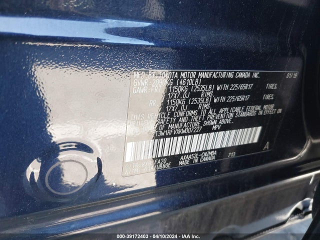Toyota Rav4 Xle 2019 2T3W1RFVXKW007227 Image 9