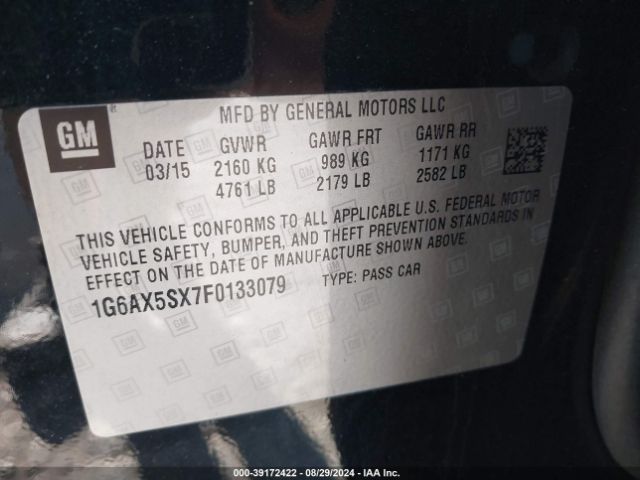 1G6AX5SX7F0133079 Cadillac CTS LUXURY