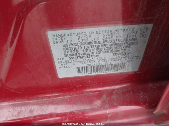 3N1AB7AP3EL677639 Nissan Sentra Fe+ S/fe+ Sv/s/sl/sr/sv