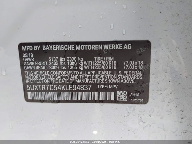 BMW X3 Sdrive30i 2019 5UXTR7C54KLE94837 Image 9