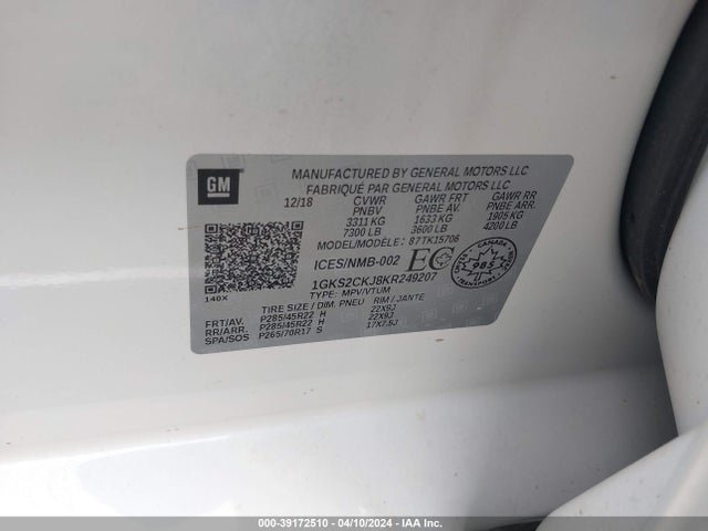 GMC YUKON DENALI 2019 1GKS2CKJ8KR249207 Image 9