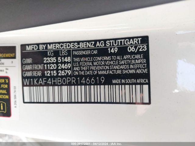 W1KAF4HB0PR146619 Mercedes-Benz C 300 4matic