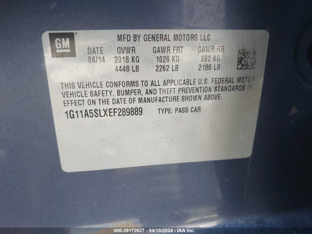 Chevrolet Malibu 1fl 2014 1G11A5SLXEF289889 Image 9