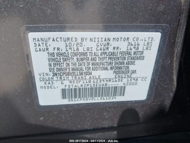 3N1CP5BV2LL561034 Nissan Kicks S Xtronic Cvt