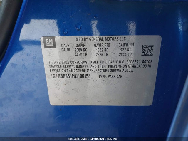 Chevrolet Volt Premier 2017 1G1RB6S51HU106158 Image 9