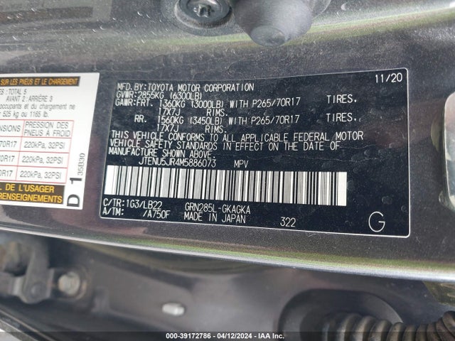 Toyota 4runner Sr5 Premium 2021 JTENU5JR4M5886073 Image 9