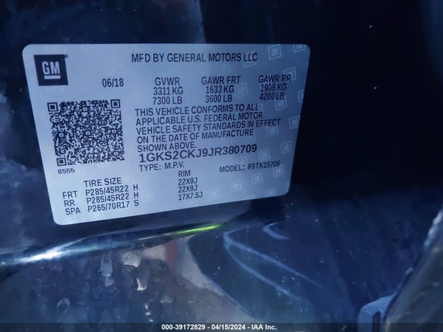 GMC YUKON DENALI 2018 1GKS2CKJ9JR380709 Image 9