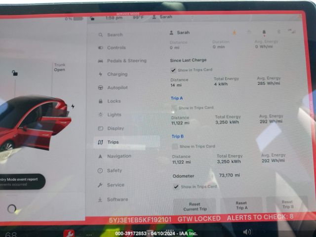 5YJ3E1EB5KF192101 Tesla Model 3 Long Range/performance