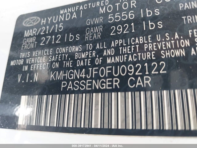 Hyundai Genesis 5.0 2015 KMHGN4JF0FU092122 Image 9