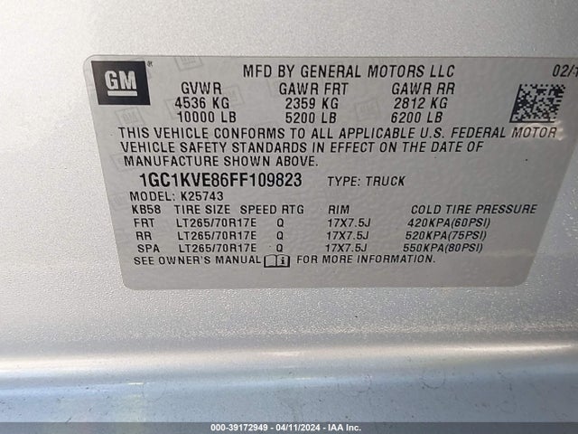 Chevrolet Silverado 2500hd Lt 2015 1GC1KVE86FF109823 Image 9