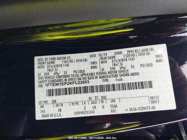 Ford F-150 Xlt 2019 1FTEW1EP2KFC22653 Image 9