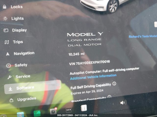 7SAYGDEEXPA170016 Tesla Model Y Awd/long Range Dual Motor All-wheel Drive
