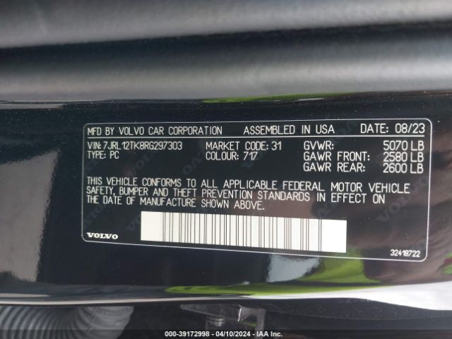 7JRL12TK8RG297303 Volvo S60 B5 Core Dark Theme