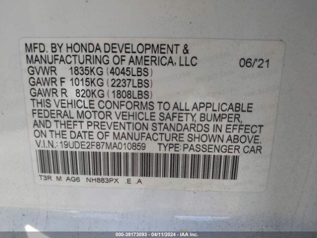 19UDE2F87MA010859 Acura Ilx Premium   A-spec Packages/technology   A-spec Packages