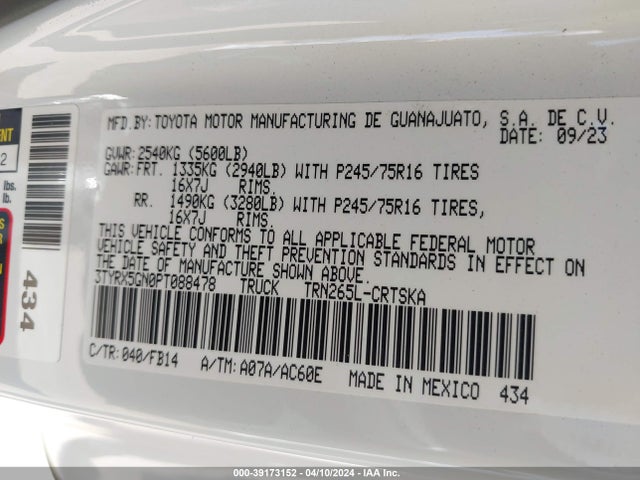 Toyota Tacoma Sr 2023 3TYRX5GN0PT088478 Image 9