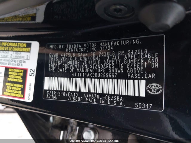 Toyota CAMRY SE 2024 4T1T11AK3RU889667 Image 9