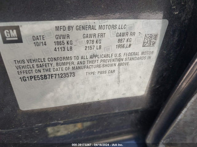 Chevrolet Cruze 2lt Auto 2015 1G1PE5SB7F7123573 Image 9