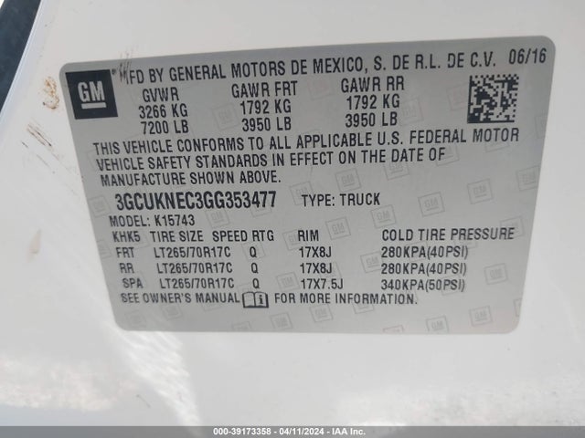 Chevrolet Silverado 1500 Wt 2016 3GCUKNEC3GG353477 Image 9