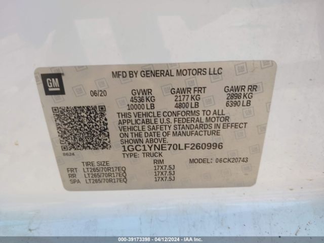 1GC1YNE70LF260996 Chevrolet Silverado 2500hd 4wd  Standard Bed Lt