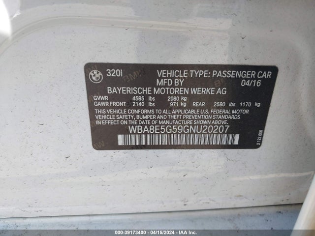 WBA8E5G59GNU20207 BMW 320i Xdrive