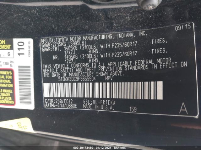 2015 TOYOTA SIENNA 5TDKK3DC9FS655904 Photo 8