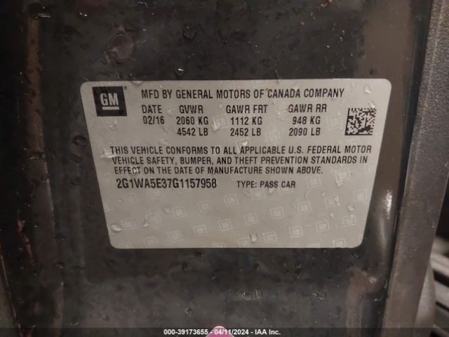 2G1WA5E37G1157958 Chevrolet Impala Limited Ls