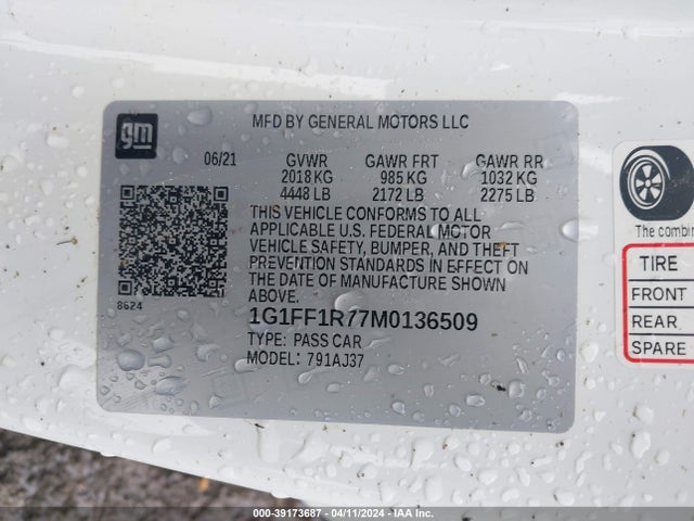 Chevrolet Camaro Rwd  Lt1 2021 1G1FF1R77M0136509 Image 9