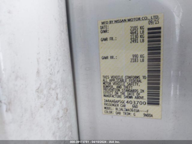 1N4AA6AP5GC403700 Nissan Maxima 3.5 Sr