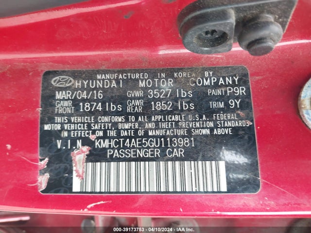 Hyundai ACCENT SE 2016 KMHCT4AE5GU113981 Image 9