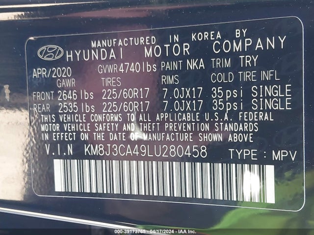 Hyundai Tucson Value 2020 KM8J3CA49LU280458 Image 9