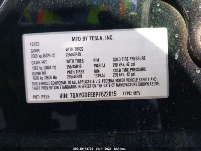 7SAYGDEE8PF622015 Tesla Model Y Awd/long Range Dual Motor All-wheel Drive