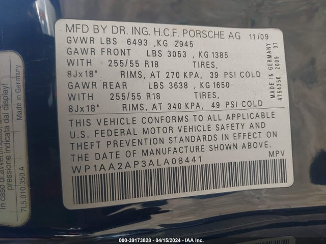 2010 PORSCHE CAYENNE WP1AA2AP3ALA08441 Photo 8