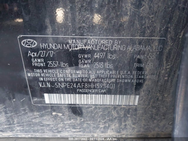 Hyundai SONATA SE 2017 5NPE24AF8HH595401 Image 9