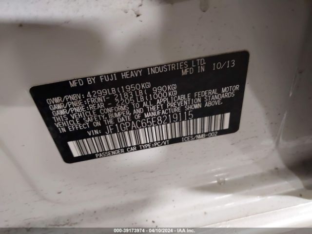 JF1GPAC65E8219115 Subaru Impreza 2.0i Premium