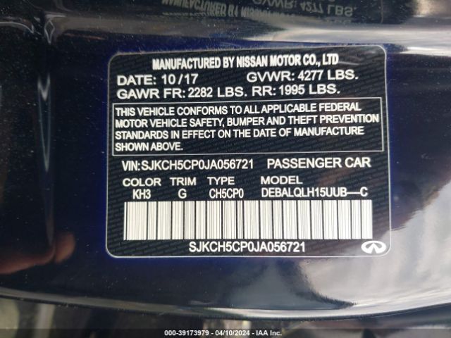 SJKCH5CP0JA056721 Infiniti Qx30 Luxury