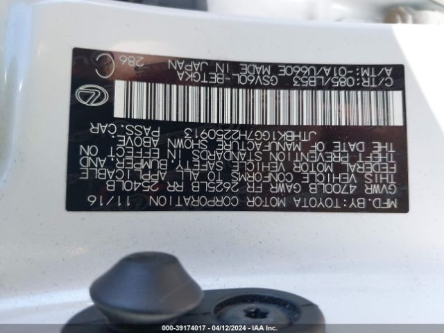 JTHBK1GG7H2250913 Lexus ES 350