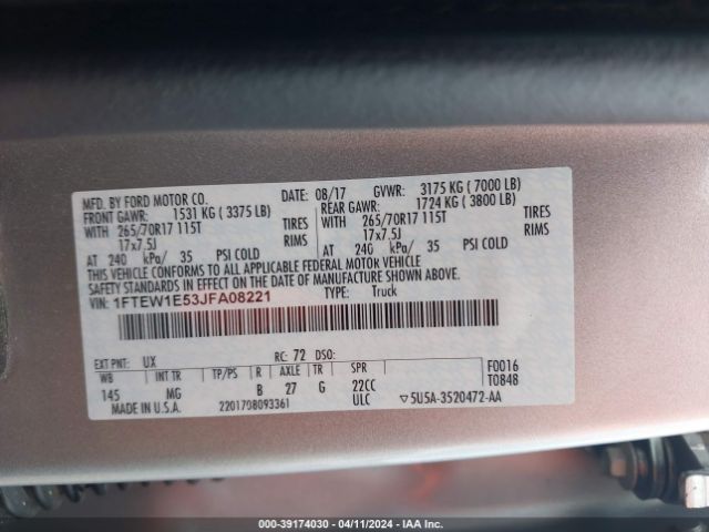 1FTEW1E53JFA08221 Ford F-150 Xlt