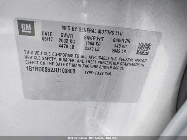 Chevrolet Volt Premier 2018 1G1RD6S52JU109800 Image 9